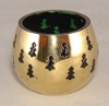 Picture of Set/6 Brass Votive Holder Tree Cutouts with Green Glass Liner | 3"Dx2.5"H | Item No. 90502