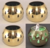 Picture of Set/4 Brass Votive Holder Tree Cutouts with Green Glass Liner | 4"Dx3.5"H | Item No. 90505