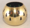 Picture of 4"D x 3.5"H  Votive Candle Holder Perforated Brass Ball Lined with Green Glass Set of 4  Item No.90505