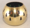 Picture of Set/4 Brass Votive Holder Tree Cutouts with Green Glass Liner | 4"Dx3.5"H | Item No. 90505