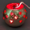 Picture of 4"D x 3.5"H  Votive Candle Holder Perforated Brass Ball Lined with Red Glass Set of 4  Item No.90504