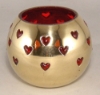 Picture of Set/4 Brass Votive Holder Heart Cutouts with Red Glass Liner | 4"Dx3.5"H | Item No. 90504