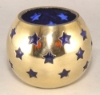 Picture of 4"D x 3.5"H  Votive Candle Holder Perforated Brass Ball Lined with Blue Glass Set of 4   Item No.90503