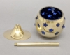 Picture of Set/4 Brass Votive Holder Star Cutouts with Blue Glass Liner | 3"Dx6"H | Item No. 90506