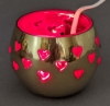 Picture of Set/4 Brass Votive Holder Heart Cutouts with Red Glass Liner | 3"Dx6"H | Item No. 90507