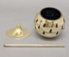 Picture of Set/4 Brass Votive Holder Tree Cutouts with Green Glass Liner | 4"Dx6"H | Item No. 90517