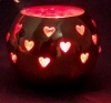 Picture of Set/4 Brass Votive Holder Heart Cutouts with Red Glass Liner | 4"Dx6"H | Item No. 90516