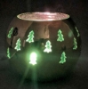 Picture of Set/4 Brass Votive Holder Tree Cutouts with Green Glass Liner | 4"Dx11"H | Item No. 90523