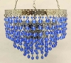 Picture of Lantern Bead Votive Holder Hanging 3-Tier Blue 3-Chains  | 7"Dx16"H |  Item No.30103