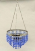 Picture of Lantern Bead Votive Holder Hanging 3-Tier Blue 3-Chains  | 7"Dx16"H |  Item No.30103
