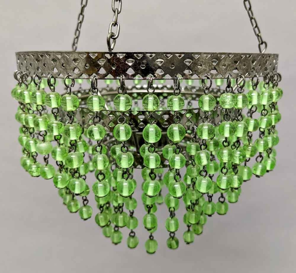 Picture of Lantern Bead Votive Holder Hanging 3-Tier Green 3-Chains  | 7"Dx16"H |  Item No.30105
