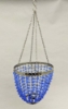 Picture of Lantern Bead Votive Holder Hanging Cone Blue 4-Chains Set/2  | 7"Dx18"H |  Item No.30113