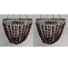 Picture of Lantern Bead Votive Holder Hanging Cone Burgundy 4-Chains Set /2  | 7"Dx18"H |  Item No.30114