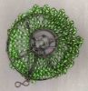 Picture of Lantern Bead Votive Holder Hanging Cone Green 4-Chains Set /2   | 7"Dx18"H |  Item No.30115