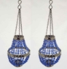Picture of Lantern Bead Votive Holder Hanging Chandelier Blue 3-Chains Set/2  | 5"Dx14"H |  Item No.30123