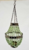Picture of Lantern Bead Votive Holder Hanging Chandelier Green 3-Chains Set/2  | 5"Dx14"H |  Item No.30125