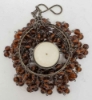 Picture of Lantern Bead Votive Holder Hanging Cylindrical Amber 3-Chains Set/2  | 3"Dx15"H |  Item No.30131