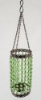 Picture of Lantern Bead Votive Holder Hanging Cylindrical Green 3-Chains Set/2  | 3"Dx15"H |  Item No.30135