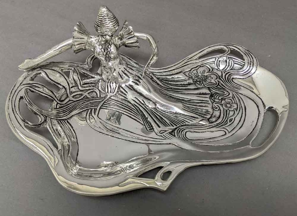 Picture of Tray Silver Plated on Cast Brass  Antique Reproduction  | 12"x7"x4"H |  Item No. 29102