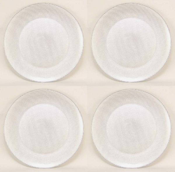 Picture of Charger Plate Glass Round Silver Honey Comb  Set/4  | 13"Diameter |  Item No. 20517