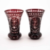 Picture of Ruby Red Bud Vase Etched Cut Glass  Set/2  | 3.75"Dx5.75"H | Item No.  20628