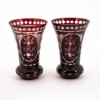 Picture of Ruby Red Bud Vase Tapered Ring Bottom Etched Cut Glass  Set/2  | 3.75"Dx5.75"H | Item No.  20628