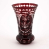 Picture of Ruby Red Bud Vase Tapered Ring Bottom Etched Cut Glass  Set/2  | 3.75"Dx5.75"H | Item No.  20628
