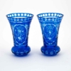 Picture of Cobalt Blue Bud Vase Etched Glass  Set/2  | 3.75"Dx5.75"H | Item No. 20648