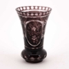 Picture of Amethyst Bud Vase Tapered Ring Bottom Etched Cut Glass  Set/2   | 3.75"Dx5.75"H | Item No. 20658