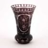 Picture of Amethyst Color Bud Vase Etched Glass Ring Base Set /2   | 3.75"Dx5.75"H | Item No. 20658