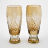 Picture of Amber Bud Vase Cut Glass Geometric Pattern Centerpiece Set/2  | 2.25"Dx6.5"H |  Item No. 20609