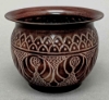 Picture of Dark Brown Finish on Brass Planter Round Embossed Set/4  | 5.5"x4.25"H |  Item No. 42462