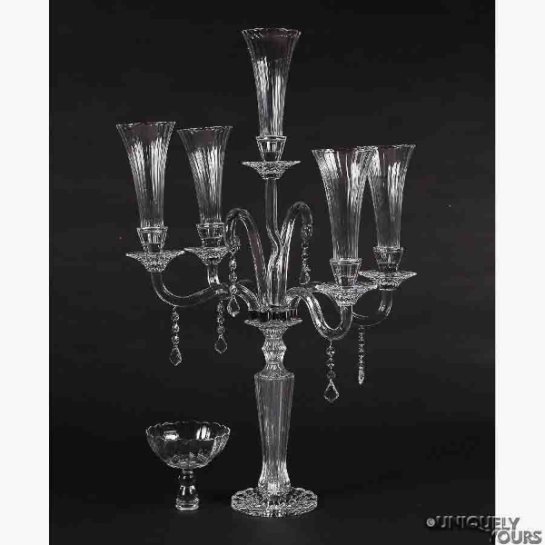 Picture of Candelabra Crystal Four Arms and Bowl | 20"W x 33.5"H | Item No. 20217 FREE SHIPPING