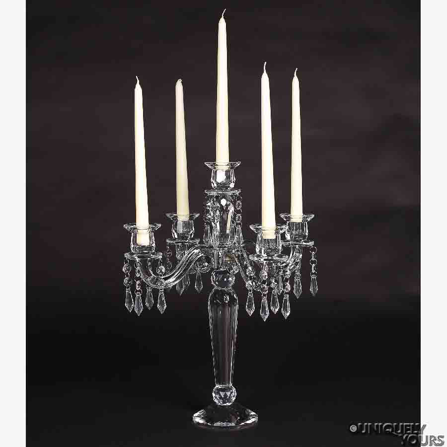 Crystal Candelabra Five Light with Hanging Crystal Beads 15"x 19"H