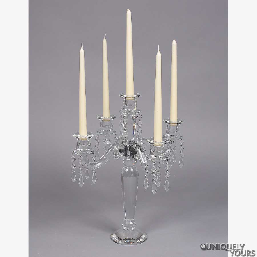 Crystal Candelabra Five Light with Hanging Crystal Beads 15"x 19"H