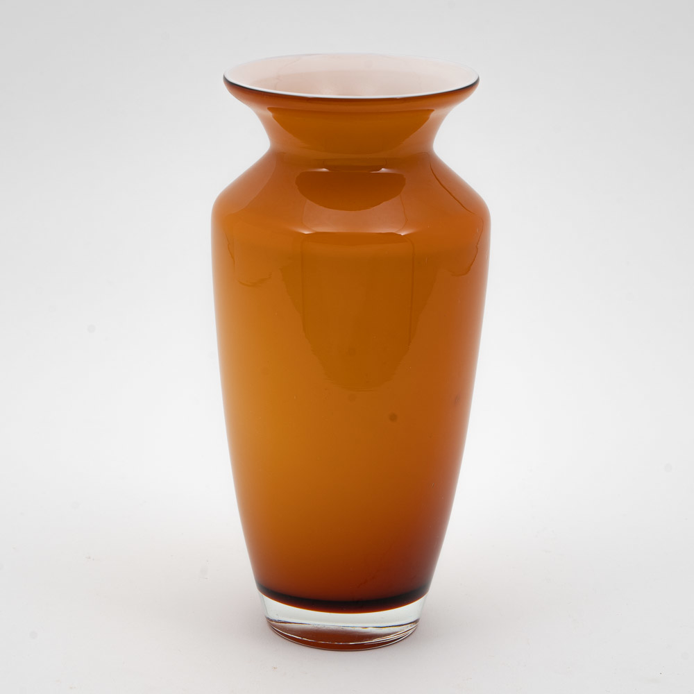 Amber Color Vase Glass Taper with Rim Set of 2 4"Dx10"H Item No