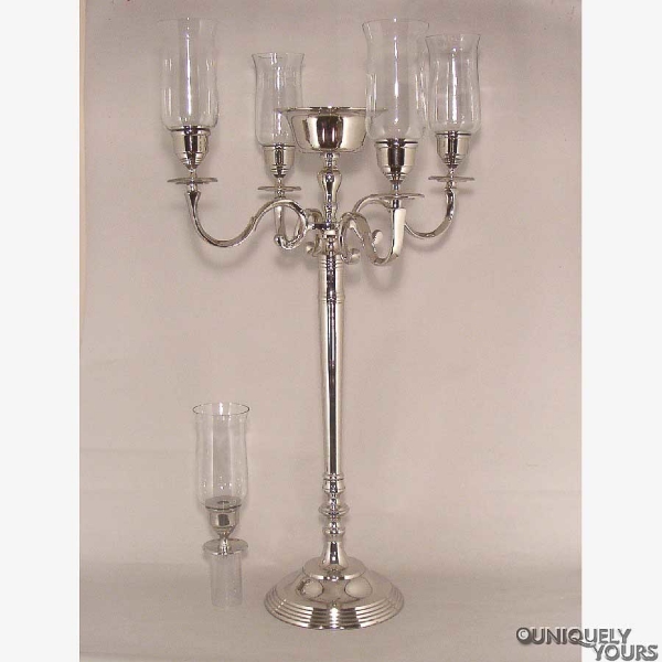 Picture of Nickel Plated Aluminum Candelabra 4 Light & Bowl or 5 Light | 22"W x 35"H | Item No. 51560