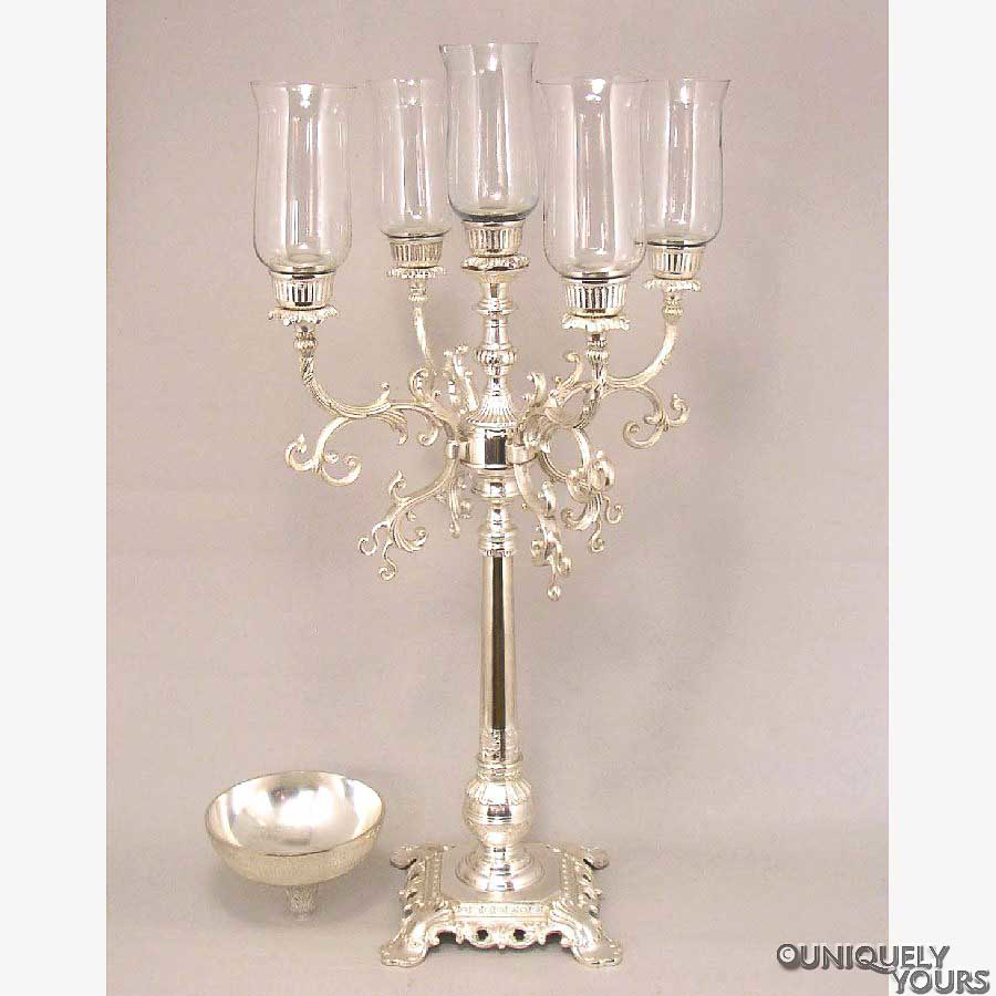 Silver Plated Candelabra with 4 candle cups and bowl #51595,Uniquely ...