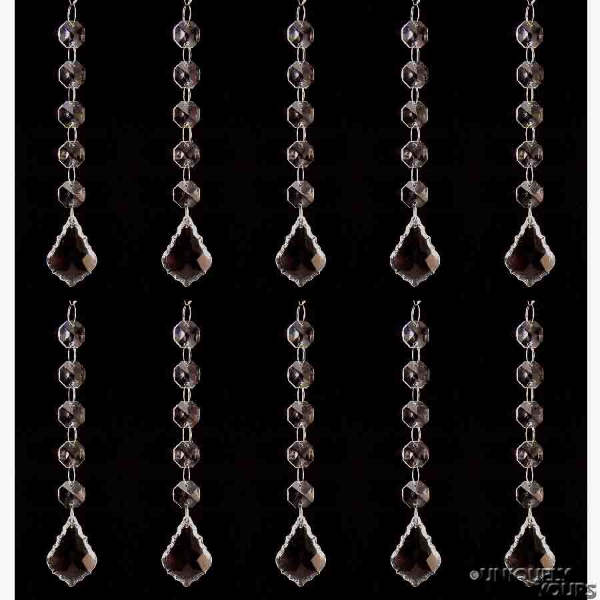 Picture of Crystal Bead Hanger 5-Beads and Faceted Pear Pendant  Set/10  | 6"Long | Item No. 20266