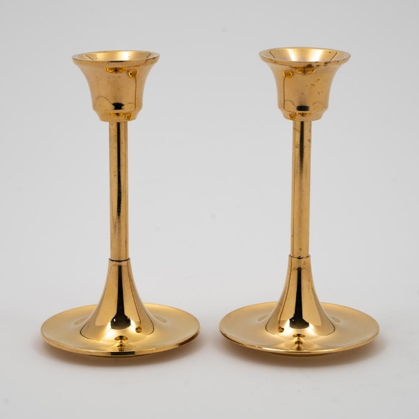 Picture of Brass Candle Holders Contemporary Design Set/2  | 2.75"D x5"H |  Item No. 99012