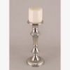 Picture of Nickel Plated Aluminum Candle Holder Round for Pillar or Taper Candle Set/2  | 4.25"Dx10"H |  Item No. 51103