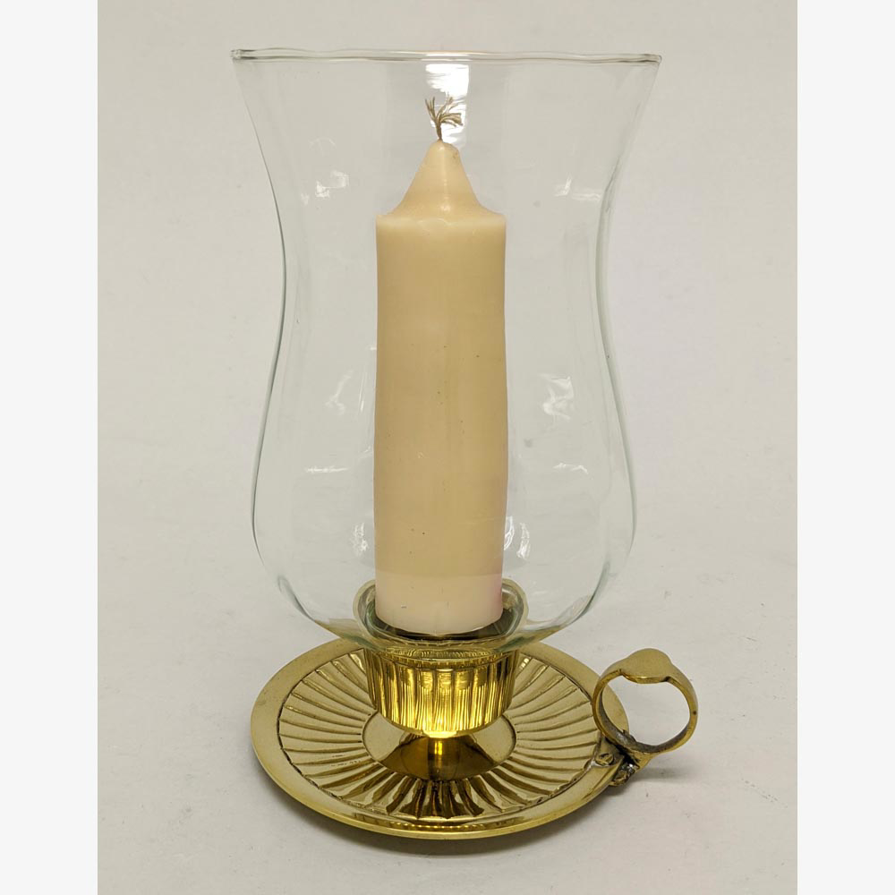Brass Candle Holder with Hurricane Shade 99299,Uniquely Yours
