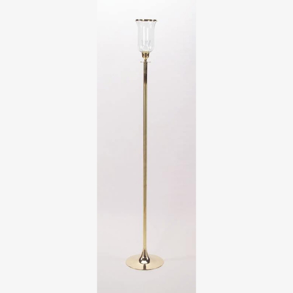 Picture of Brass Candle Holder Tall Round for Aisle with Clear Glass Shade  | 10"Dx68"H |  Item No. 99400