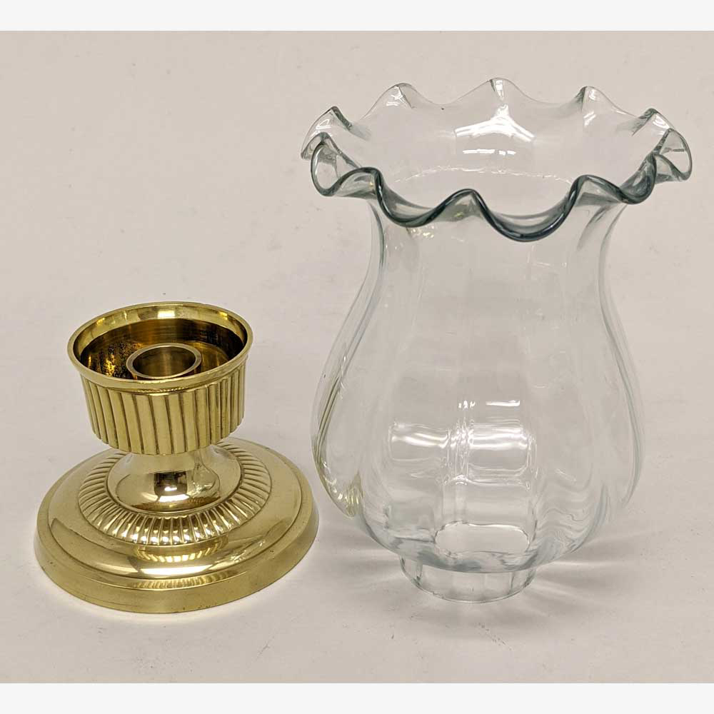Brass Candle Holder with Glass Shade 99537,Uniquely Yours. Transform