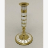 Picture of Brass Candle Holder Round with Mother Of Pearl Inlay  | 3.75"Dx8"H |  Item No. 03633