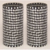 Picture of Black Vase Mosaic Glass Cylinder with Diamond Shape Black & Mirror Chips Set/2 | 4"Dx8"H | Item No. 21214