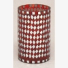 Picture of Red Vase Mosaic Glass Cylinder with Diamond Shape Red & Mirror Chips Set/2 | 3.25"Dx5.5"H | Item No. 22215