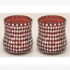 Picture of Red Vase Mosaic Glass Bubble with Diamond Shape Red & Mirror Chips Set/2 | 4"Dx4.5"H | Item No. 22265