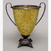 Picture of Gold Vase Mosaic Glass Cone Metal Base With Handles  | 6.5"Dx10"H |  Item No. 66134