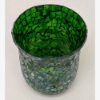 Picture of Green Vase or Votive Candle Holder Glass Hurricane Shape Mosaic Pattern Set/2   |4"Dx6"H | Item No. 67111